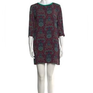 Elegant Paisley Mini Dress - Red and Green